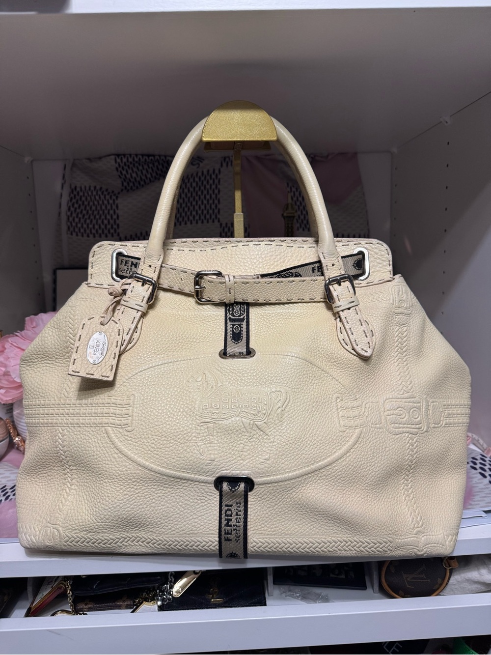 Fendi Large Selleria Villa Borghese Tote – Cream Leather